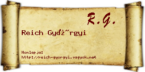 Reich Györgyi névjegykártya