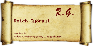 Reich Györgyi névjegykártya
